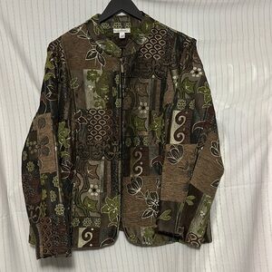 Dressbarn Botanical Tapestry Zippered Jacket